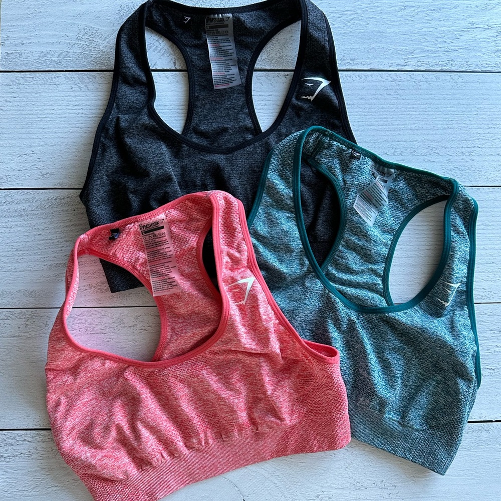 3 gymshark seamless sports bras